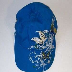 💲Flower & Butterfly Cap, One Size, Blue